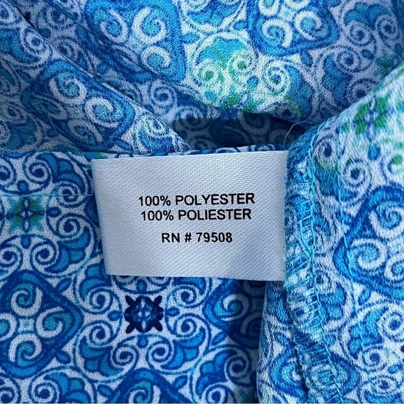 Cynthia Rowley Tank Top Shirt Blouse Womens XL Blue Geometric Polyester Career - Picture 9 of 9